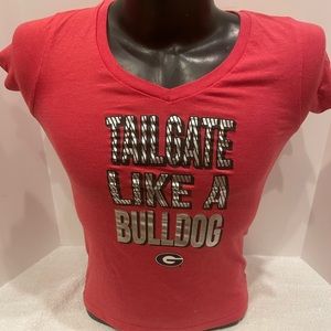 Woman’s Colosseum University of Georgia Bulldogs Tailgate short sleeve shirt.